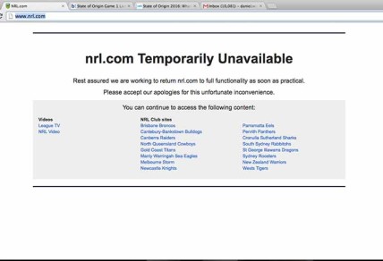 NRL.com website crashes after Origin 1, 2016