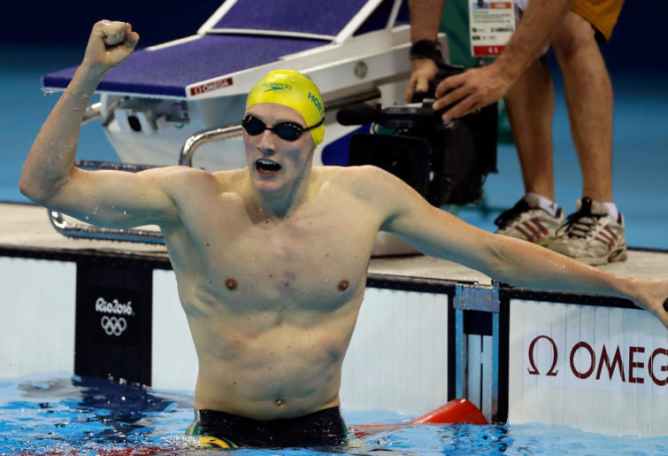 Australia's Mack Horton celebrates winning the gold