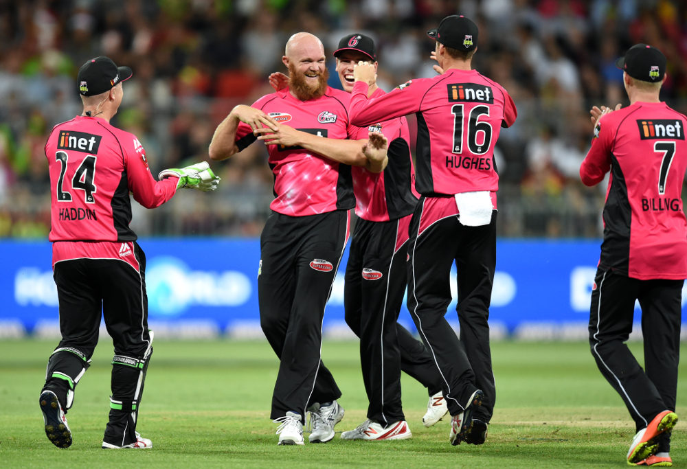 Doug Bollinger picks up a wicket during the Big Bash League