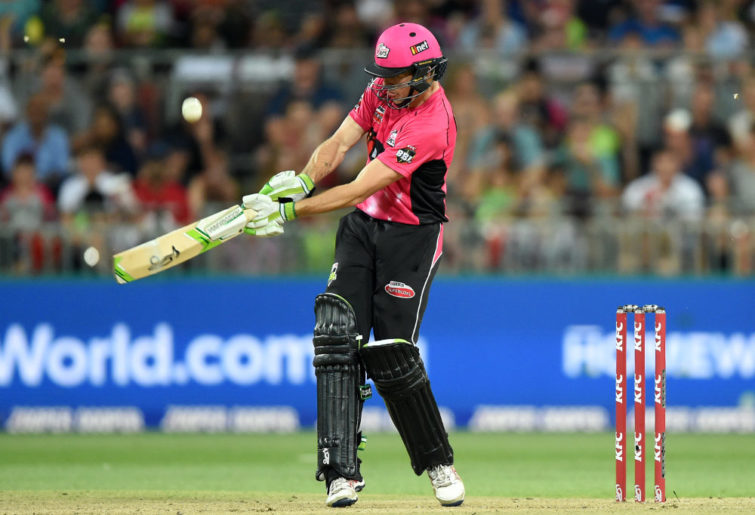 Daniel Hughes playing a legside shot for the Sydney Sixers