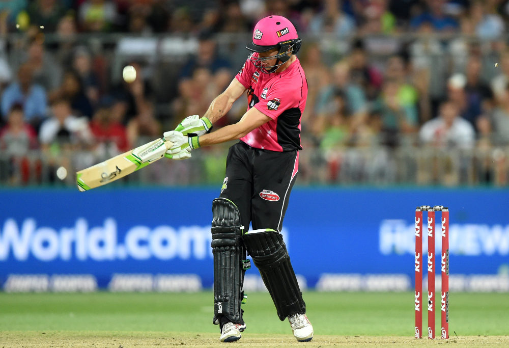Daniel Hughes playing a legside shot for the Sydney Sixers
