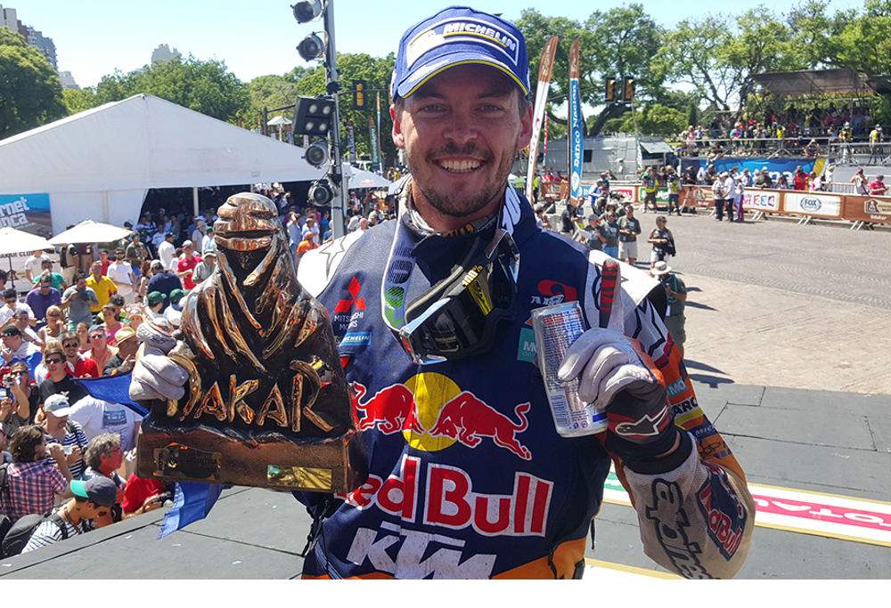 Toby Price becomes the first Australian to win the famous Dakar Rally, taking out the motorbike class in 2016.