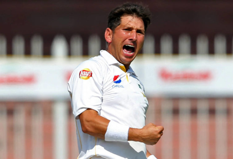 Pakistan leg spinner Yasir Shah celebrates after taking a wicket