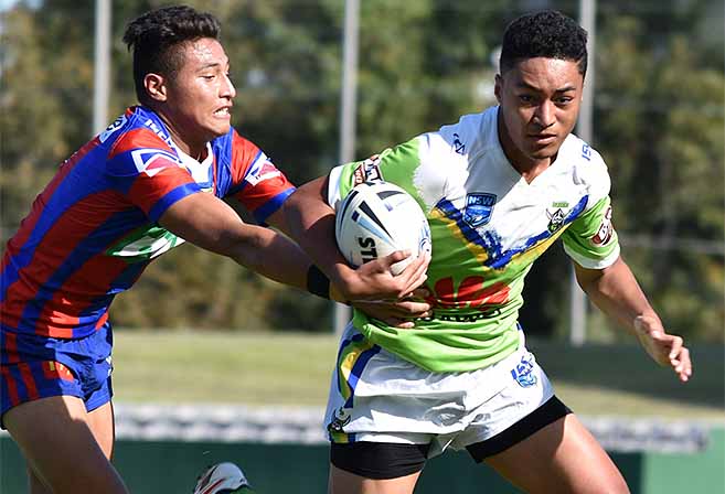 Grassroots rugby league Canberra Raiders versus Newcastle Knights play SG Ball. Image: Sean Teuma