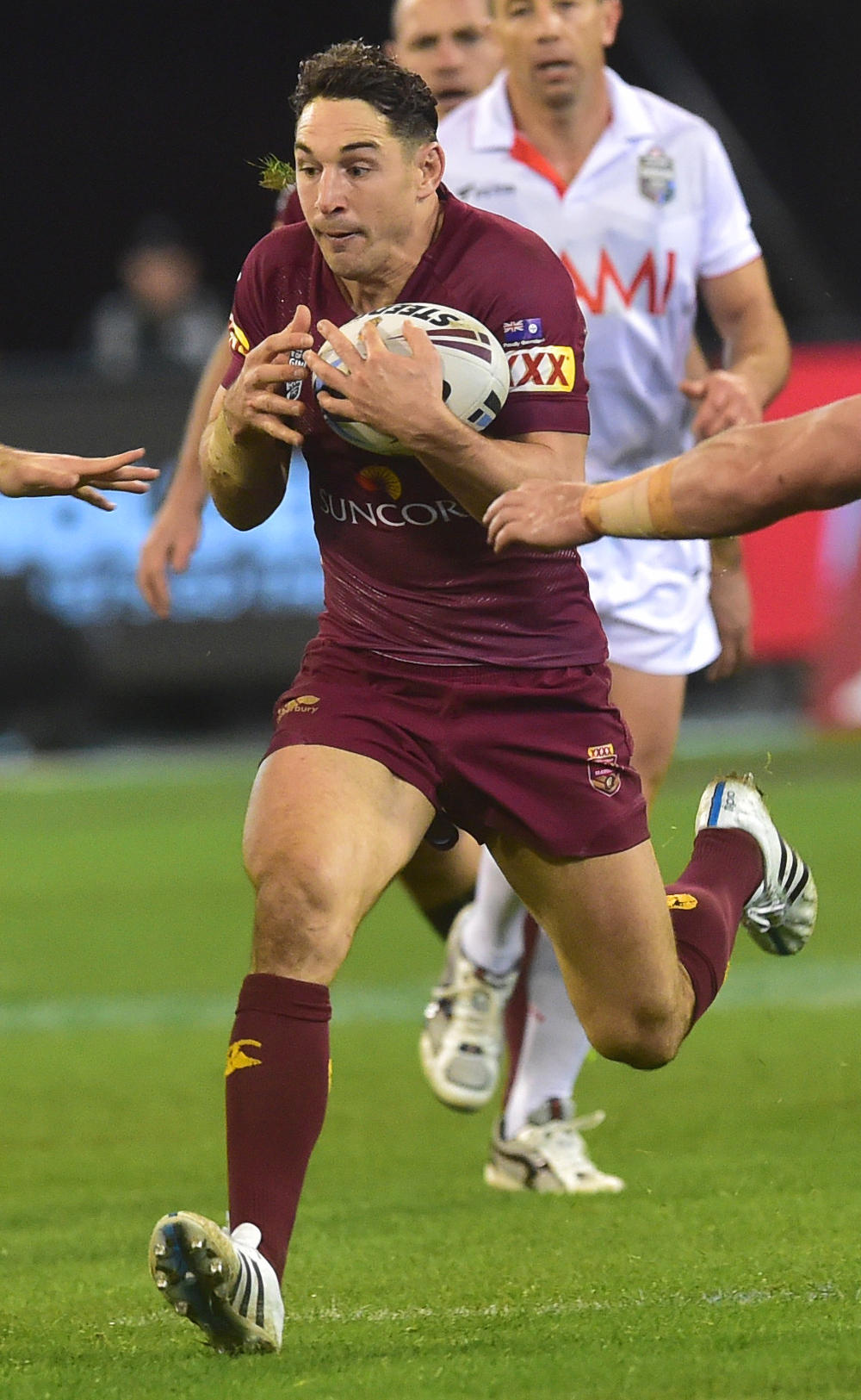 Billy Slater runs the ball for the Maroons in State of Origin