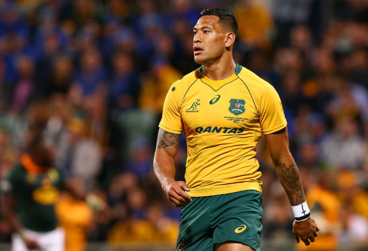 Israel Folau playing for the Wallabies