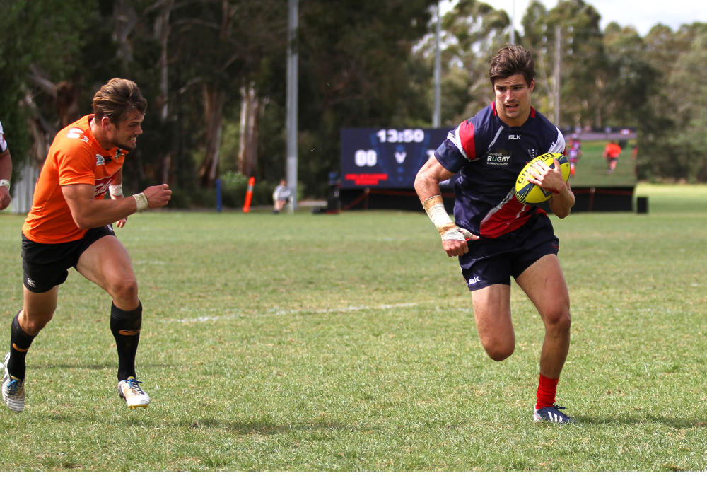 Jack Maddocks scores a try for the Melbourne Rising
