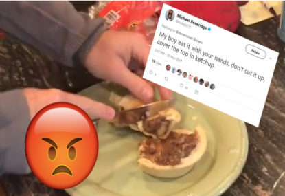 An American sports reporter completely mutilated a meat pie and Australia is furious