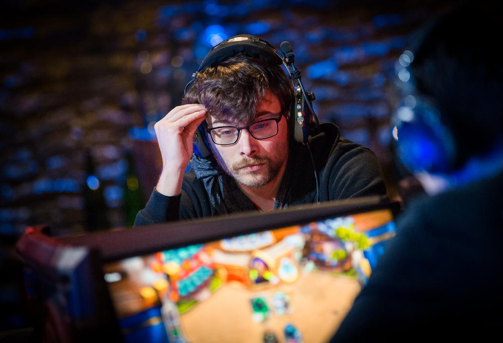 Canada's John "Purple" Murphy-Root ponders his next move in a Hearthstone game.