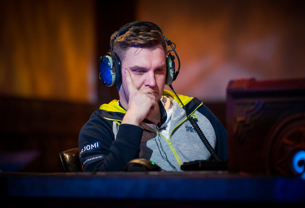 Hearthstone player Aleksey "ShtanUdachi" Barsukov considers his options in a match at the Championship Tour event in Amsterdam.