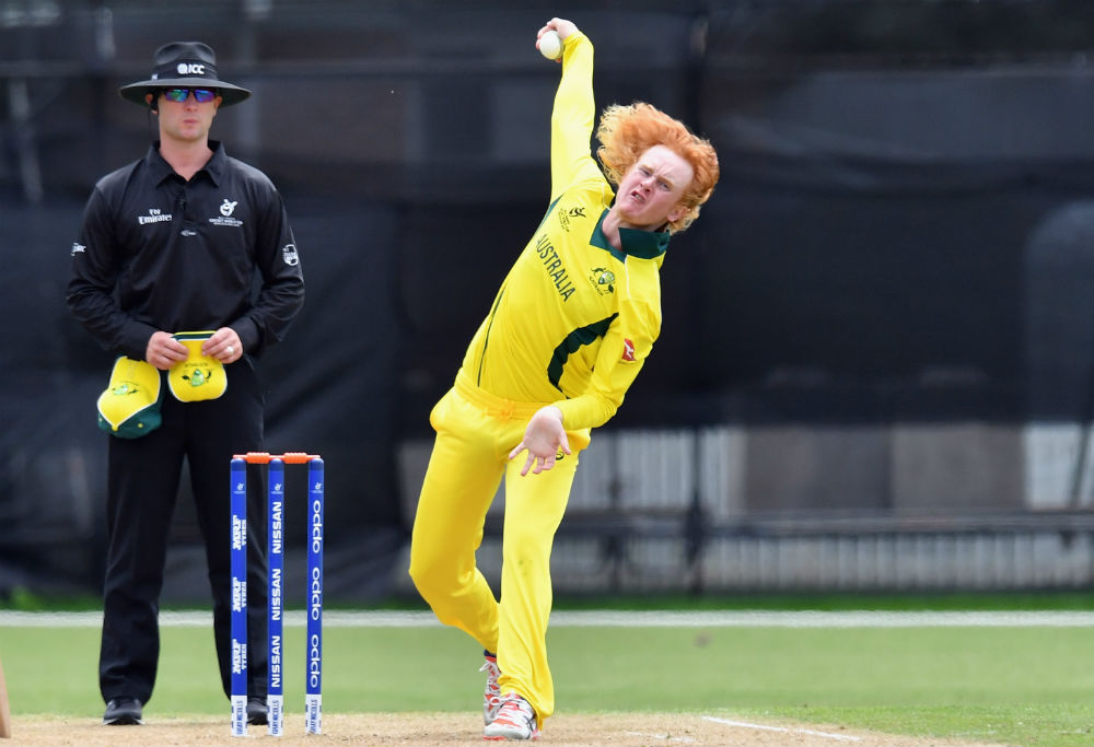 Lloyd Pope bowls at the Under 19s cricket world cup