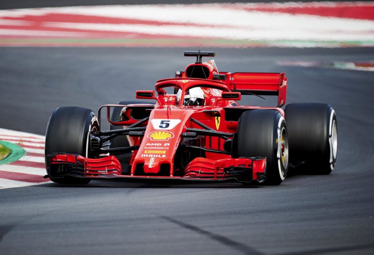 Ferrari's Sebastian Vettel on the track