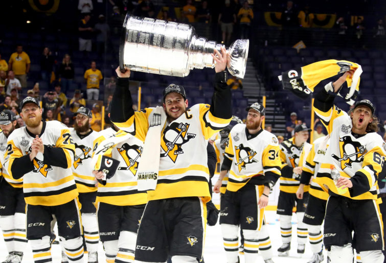 Pittsburgh Penguins celebrate winning the Stanley Cup