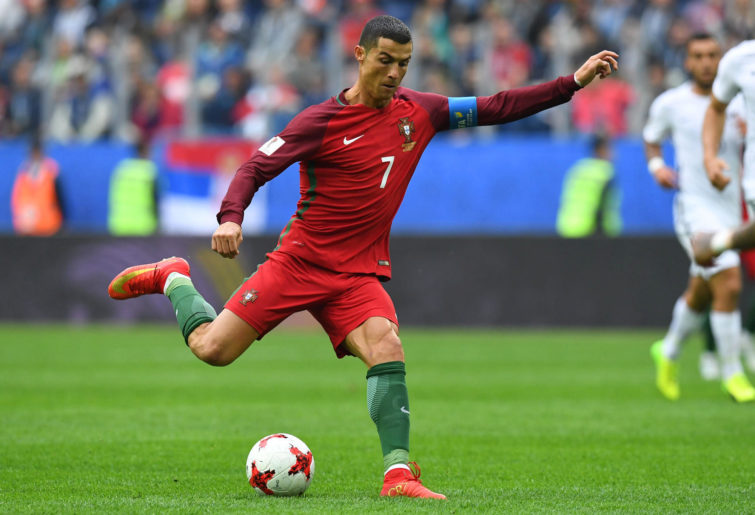 Portugal's Cristiano Ronaldo takes a shot at goal.