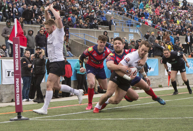 Toronto Wolfpack's Ryan Burroughs scores a try