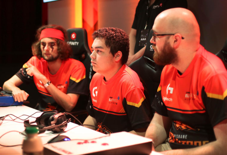 Members of the Brisbane Deceptors Street Fighter V team competing in the Gfinity Elite Series esports competition