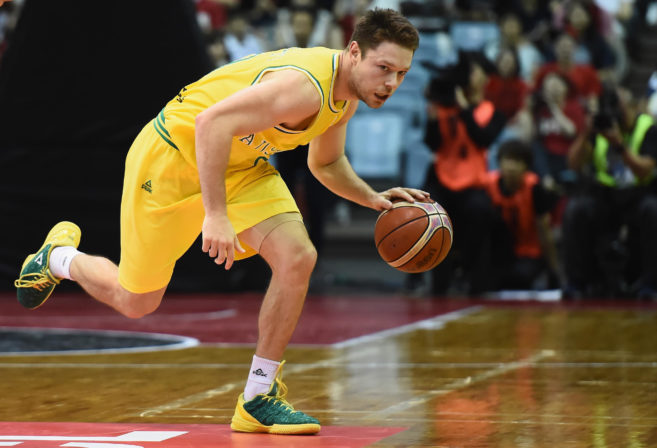 Matthew Dellavedova playing for the Boomers.