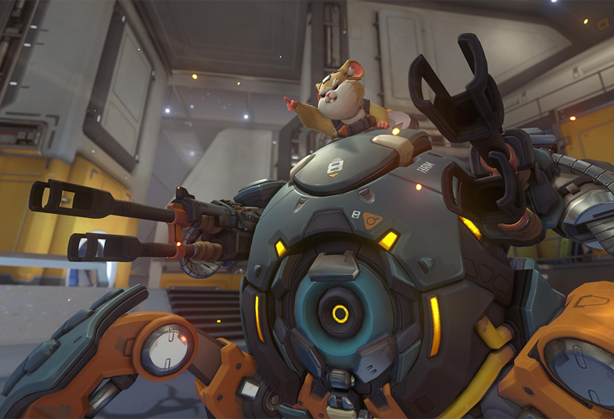 Overwatch character Wrecking Ball, also known as Hammond