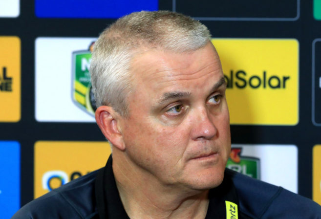 Former Penrith coach Anthony Griffin at a press conference.