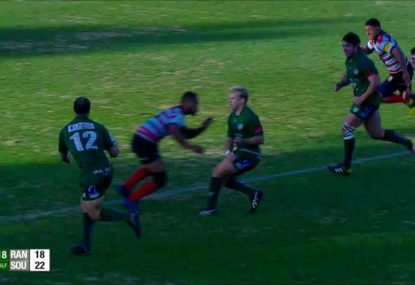 Defender puts his body on the line to save a certain try