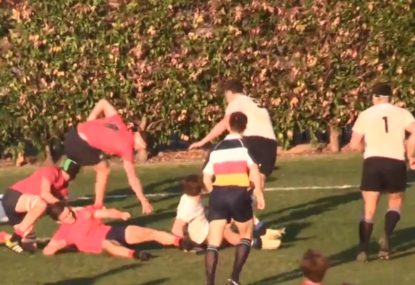 Player somehow stays in bounds to score insane acrobatic try