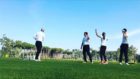 Four golfers team up for phenomenal trick chip
