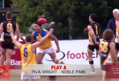 Player somehow soccers superb goal while falling backwards