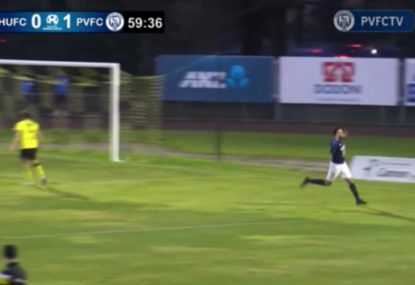 Forward's strike hits the goal post, turns into an assist