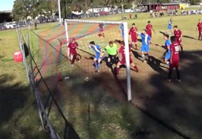 Lost fullback scores accidental goal from centimetres out
