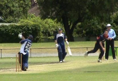 Batsman throws his bat into another dimension after getting bowled!