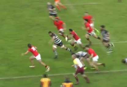 Fullback's frenetic footwork sets up a brilliant try