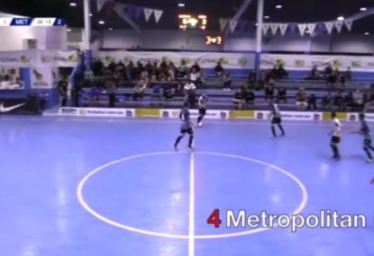 Futsal prodigy's step-over leaves opponent for dead before clinical finish