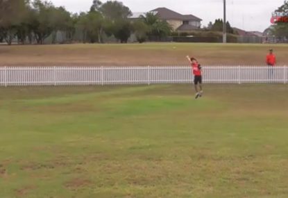 Ball hilariously bounces OVER young fielder