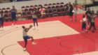 130-kilogram Freshman dunks from the free throw line with absurd ease