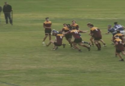 Hard as nails player sends would-be tackler flying