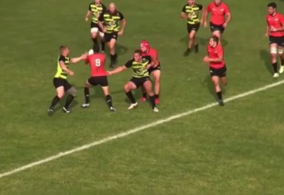 Player intercepts telegraphed flick pass for gift try