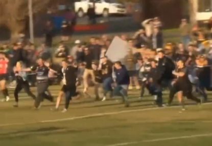 Spectators invade field in chaotic grand final-winning scenes!