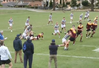 Get out of my way! Ball carrier bulldozes tackler