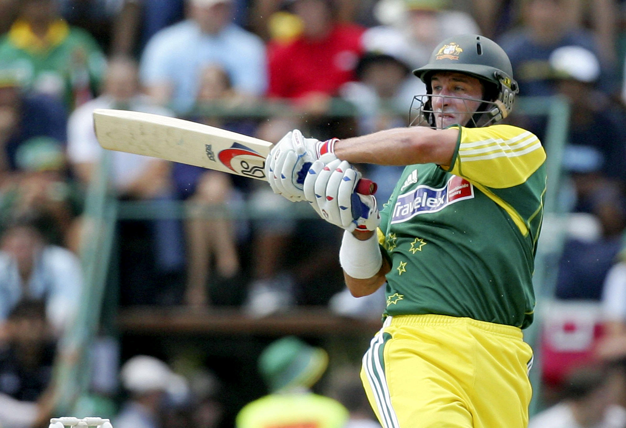 Mike Hussey plays a pull-shot