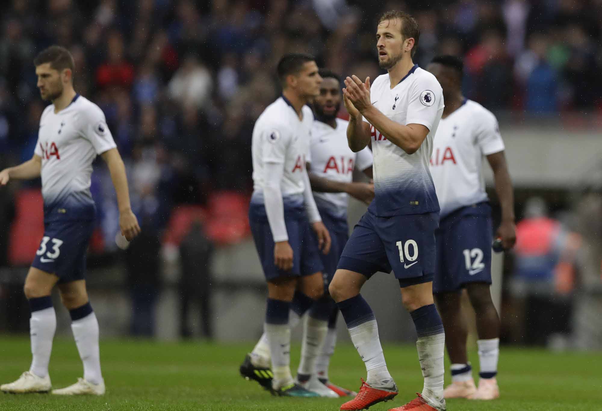 Tottenham's Harry Kane applauds supporters