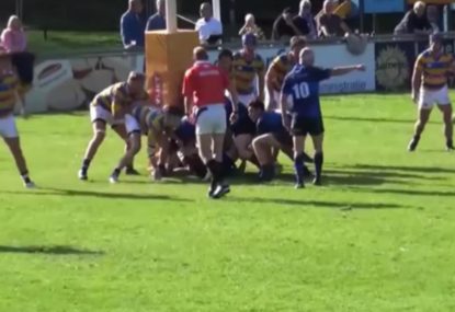 Teammate's monstrous pass sets up try in the corner