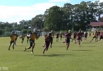 Future star burns off defender with sheer pace for spectacular try