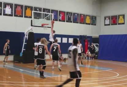 Sneaky pass fools defender to set up brilliant dunk