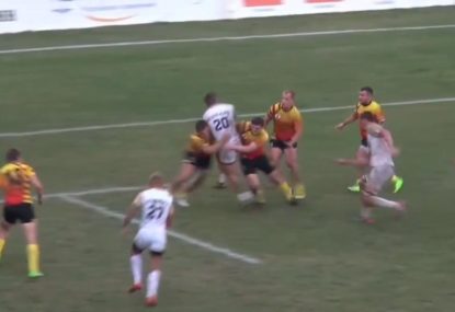 Two-on-one BIG hit flattens hapless back