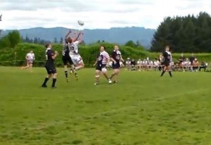 Exceptional catch from box kick creates long range pie