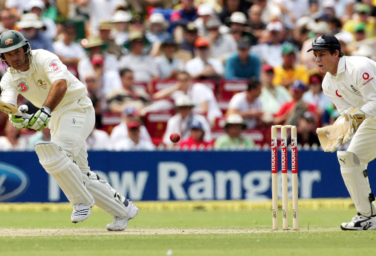 Ricky Ponting of Australia works the ball to leg