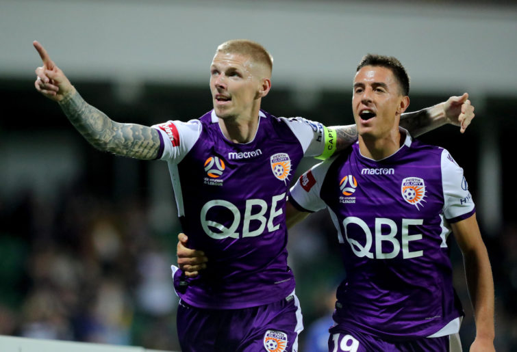 Andy Keogh celebrates for Perth (James Worsfold/Getty Images)