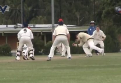 Stunning one-handed silly point catch is a bowler's dream