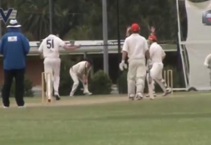 Batsman just watches the ball smash into off stump
