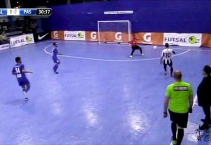 Futsal legend calmly slots pearler from near impossible angle